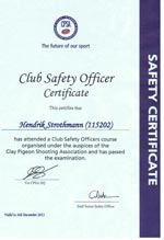 Club Safety Officer Certificate